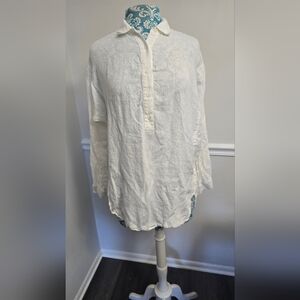 J. McLaughlin White Classic Button-Down Top